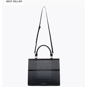 Modern picnic Black Croc-Embossed Crossbody lunch bag